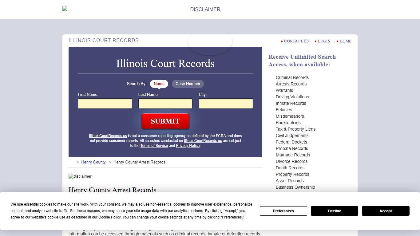 Henry County Arrest Records IllinoisCourtRecords.us